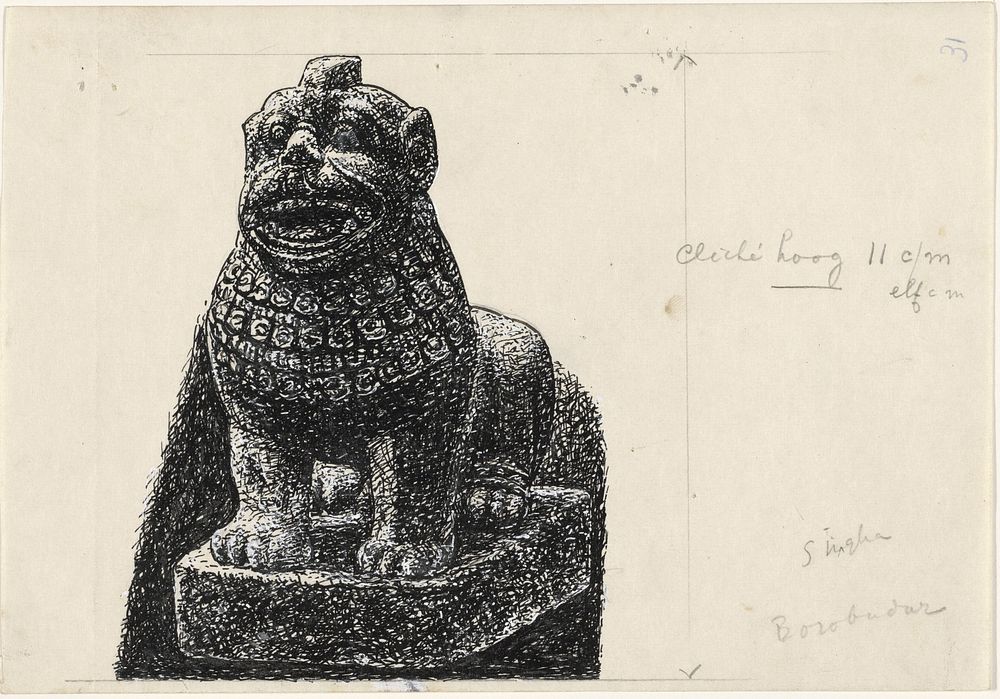 Beeld van een leeuw (1934&ndash;1936) drawing in high resolution by Leo Gestel. 
