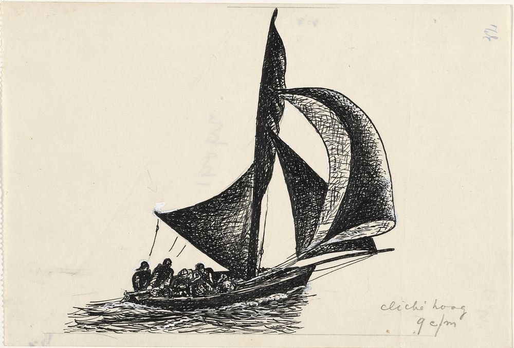 Zeilschip (1934&ndash;1936) drawing in high resolution by Leo Gestel. 