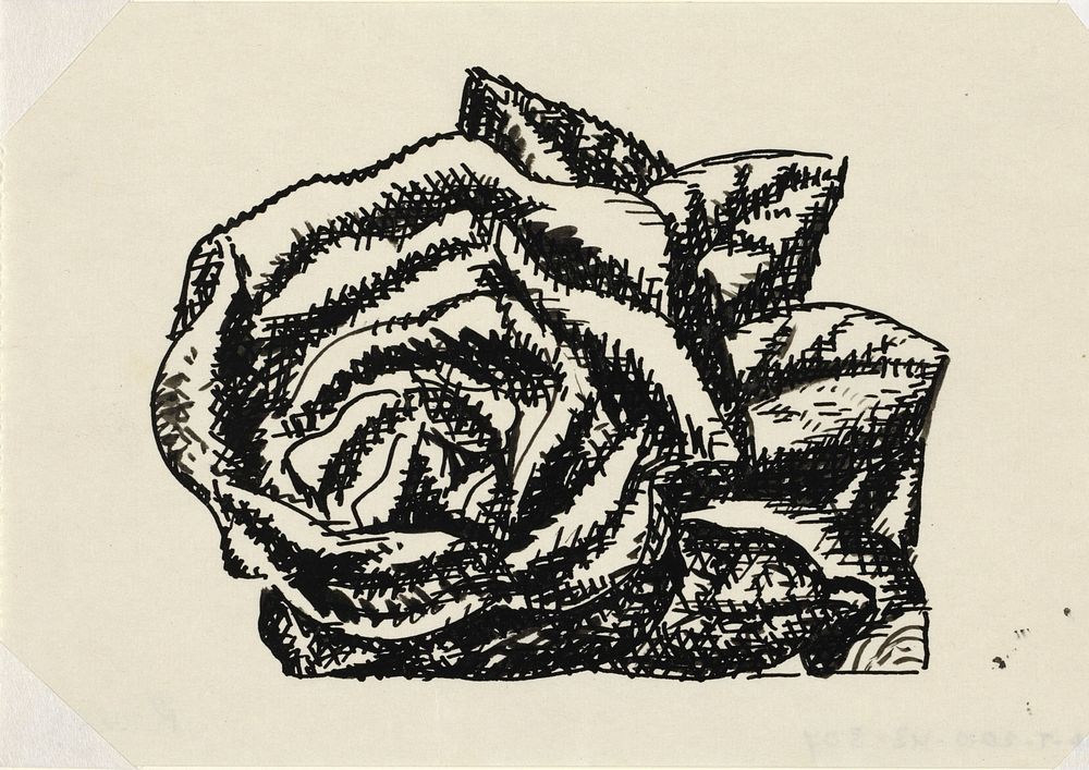 Zonder titel (roos) (1935–1936) drawing in high resolution by Leo Gestel.  