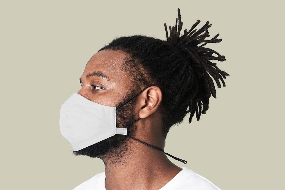 Man wearing face mask mockup psd due to covid-19 protection