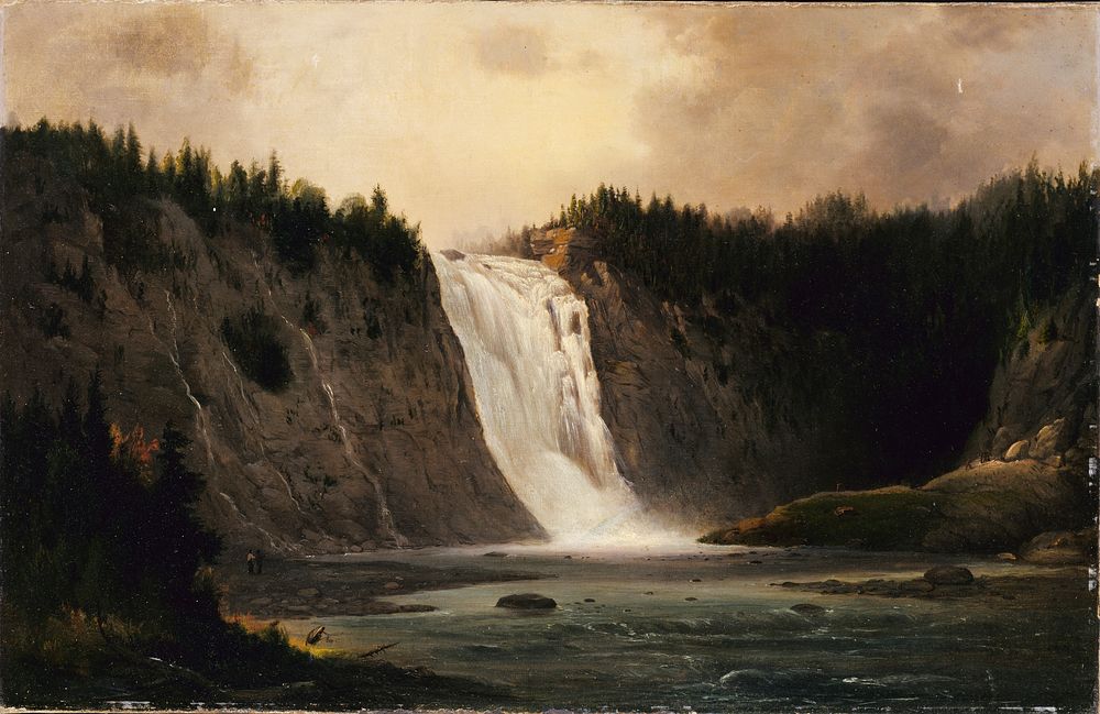 Waterfall on Mont-Morency (1864) painting in high resolution by Robert Seldon Duncanson.  