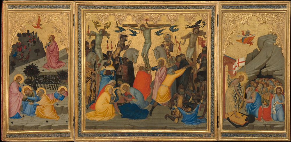 Scenes from the Passion of Christ: The Agony in the Garden, the Crucifixion, and the Descent into Limbo (1380s) by Andrea di…