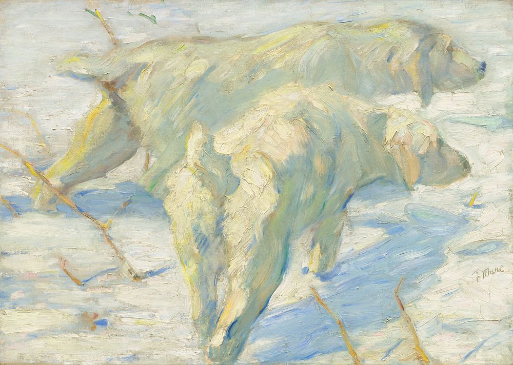 Siberian Dogs in the Snow (1909–1910) by Franz Marc.  