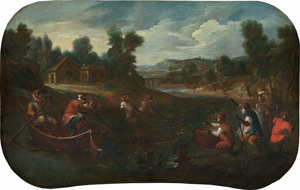 Singerie: The Fishermen (ca. 1739) by Christophe Huet.  