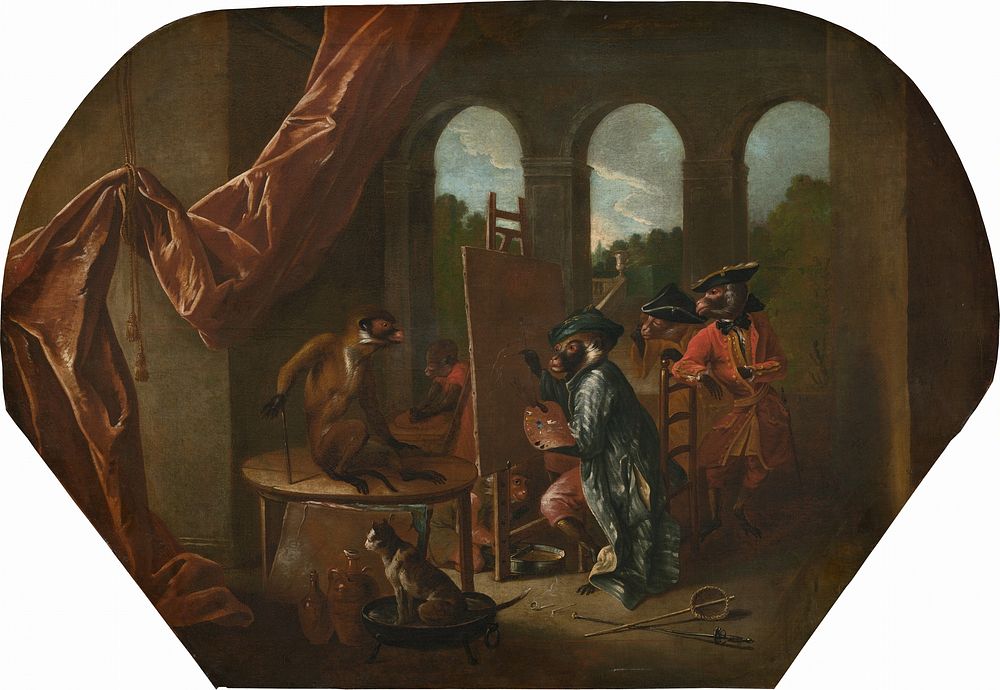 Singerie: The Painter (ca. 1739) by Christophe Huet.  