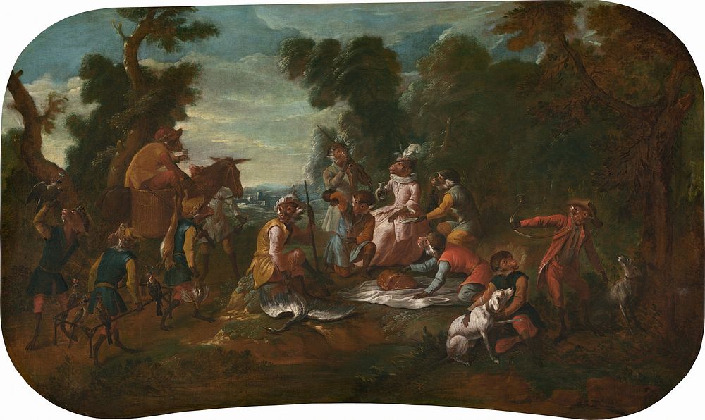 Singerie: The Picnic (ca. 1739) by Christophe Huet.  