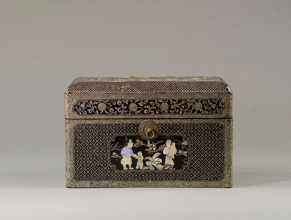 Covered Box with Figural, Animal, Floral, and Geometric Decoration