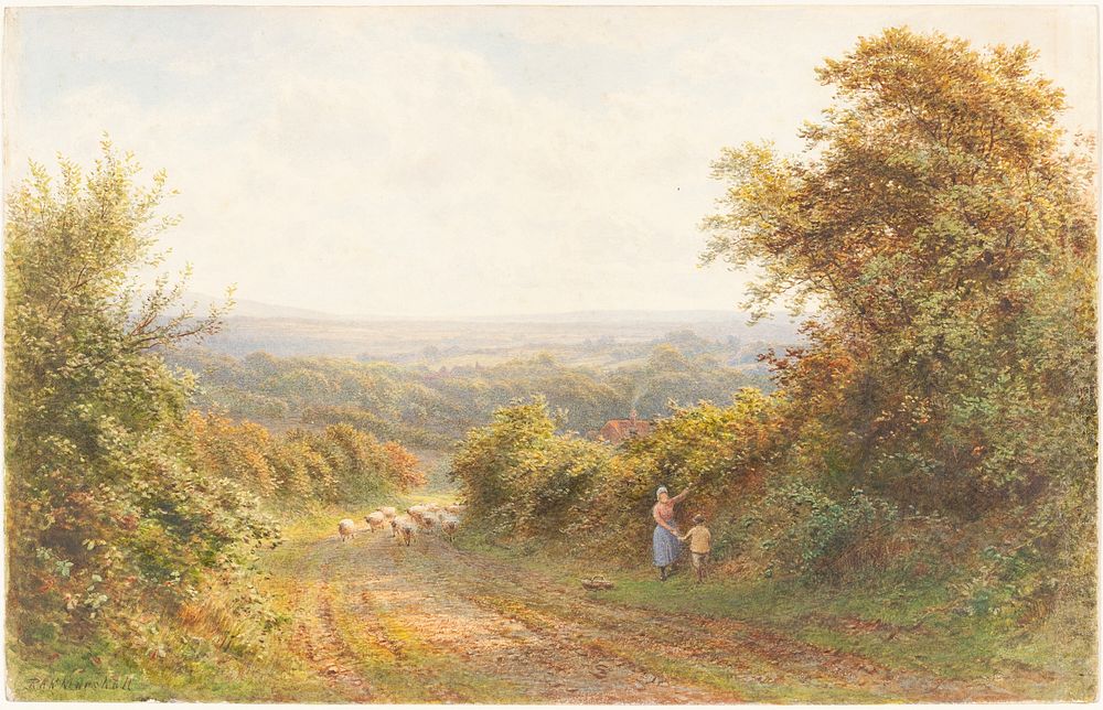Squirrel Lane, near Magham Down, Sussex by Roberto Angelo Kittermaster Marshall (1849&ndash;1902 or after).  