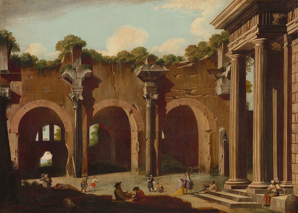 The Basilica of Constantine with a Doric Colonnade (1685&ndash;1690) by Niccol&ograve; Codazzi.  
