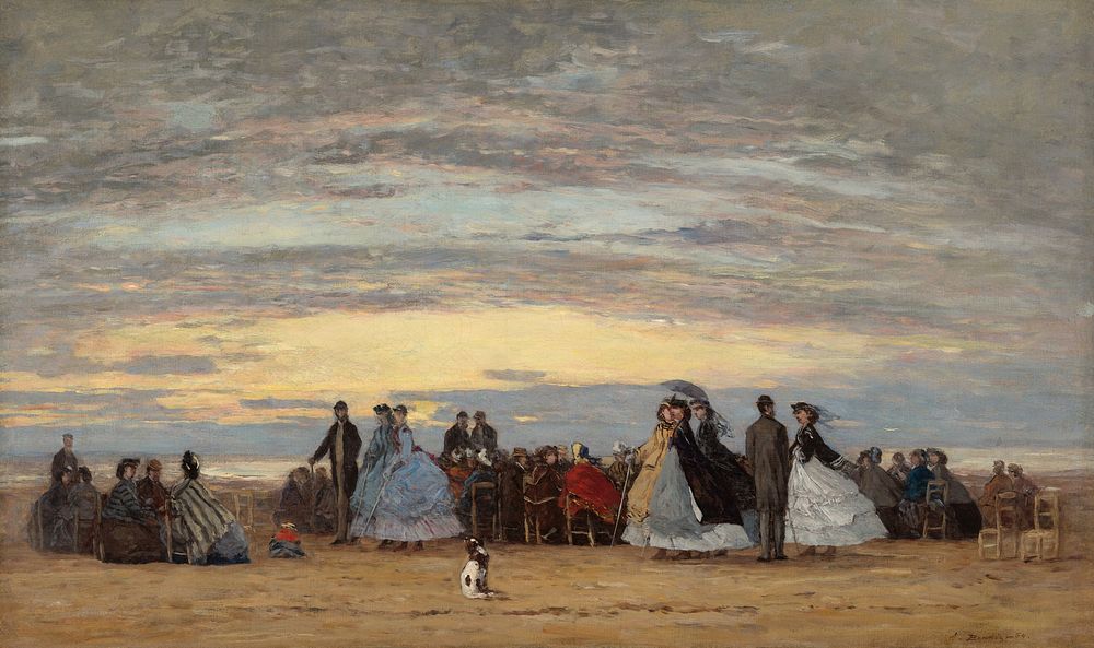 The Beach at Villerville (1864) by Eug&egrave;ne Boudin.  