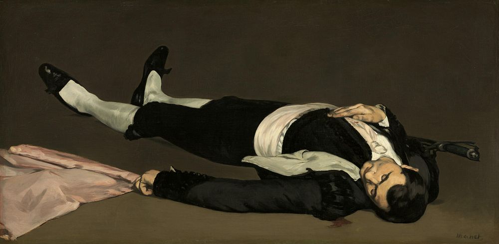 The Dead Toreador (probably 1864) painting in high resolution by Edouard Manet.  