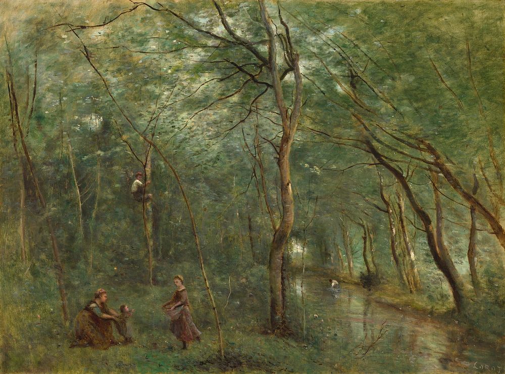 The Eel Gatherers (1860&ndash;1865) by Jean&ndash;Baptiste&ndash;Camille Corot.  