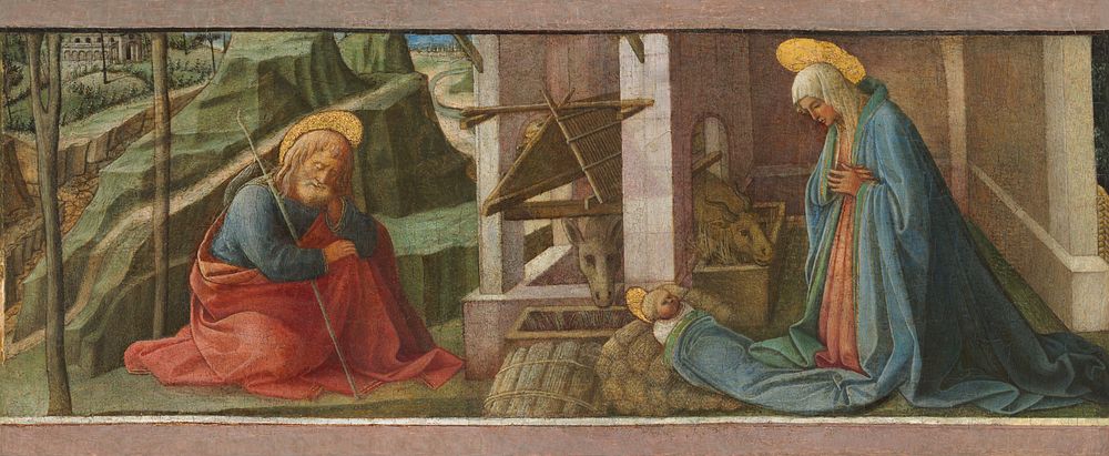 The Nativity, probably (ca. 1445) by Fra Filippo Lippi & Italian 15th Century.  