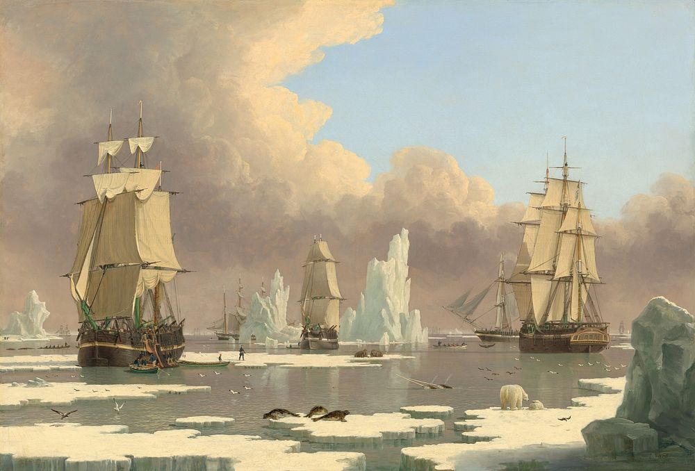 The Northern Whale Fishery: The "Swan" and "Isabella" (c. 1840) by John Ward of Hull.  