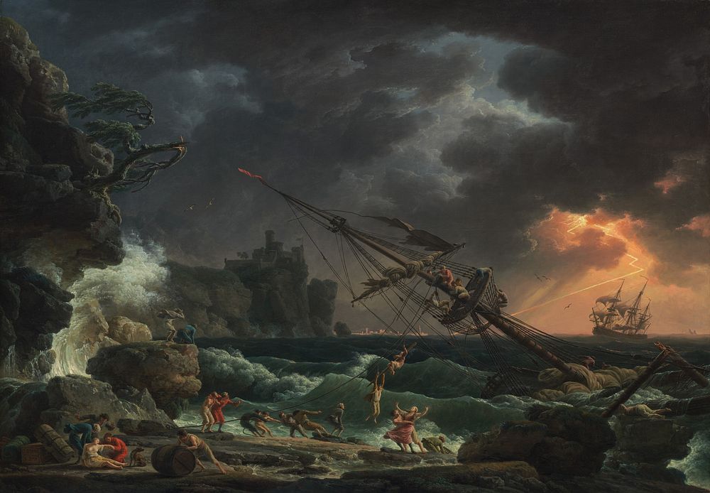 The Shipwreck (1772) by Claude–Joseph Vernet.  