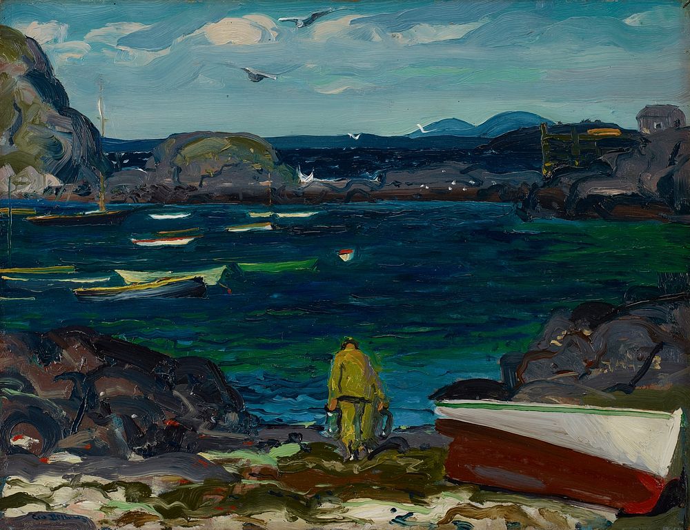 The Harbor, Monhegan Coast, Maine (1913) painting in high resolution by George Wesley Bellows.  