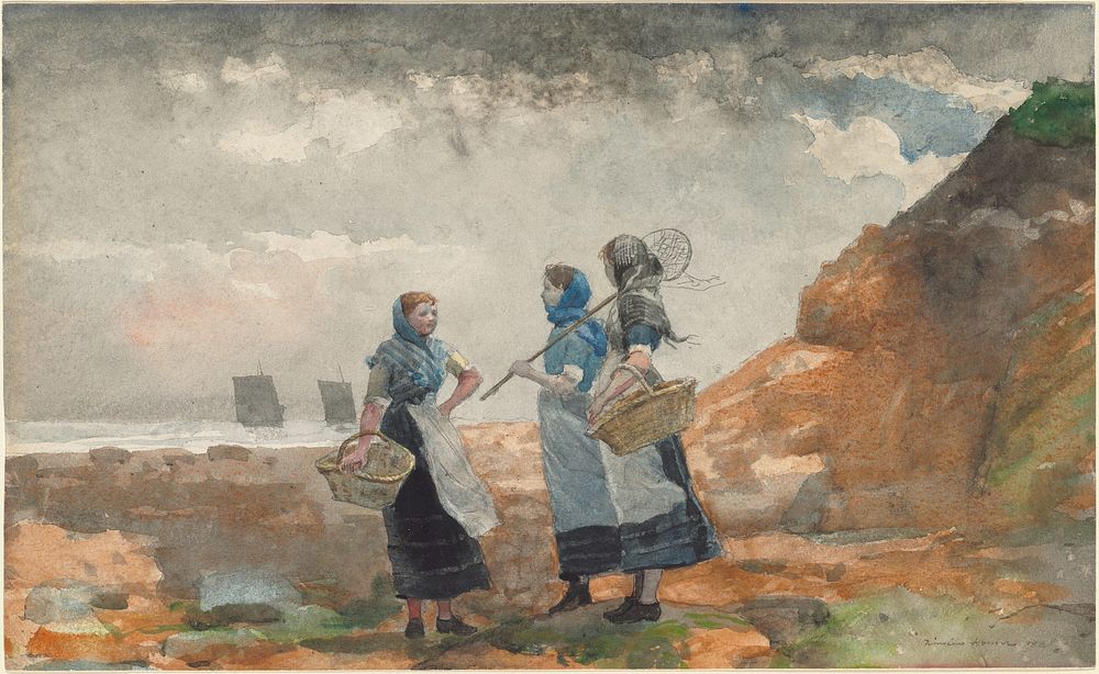 Three Fisher Girls, Tynemouth (1881) by Winslow Homer.  