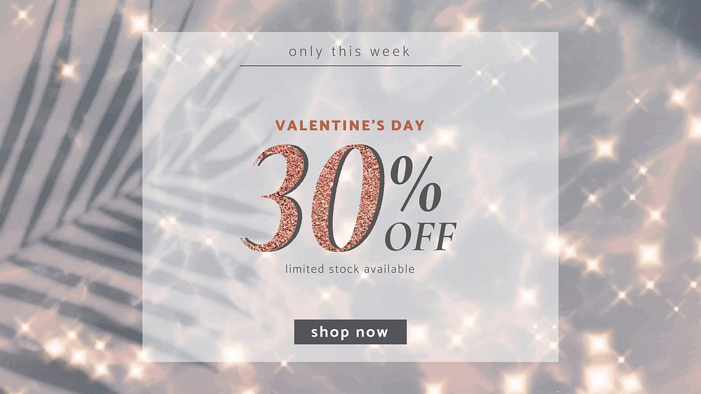 Valentine&rsquo;s sale editable template vector for social media ads with 30% off text