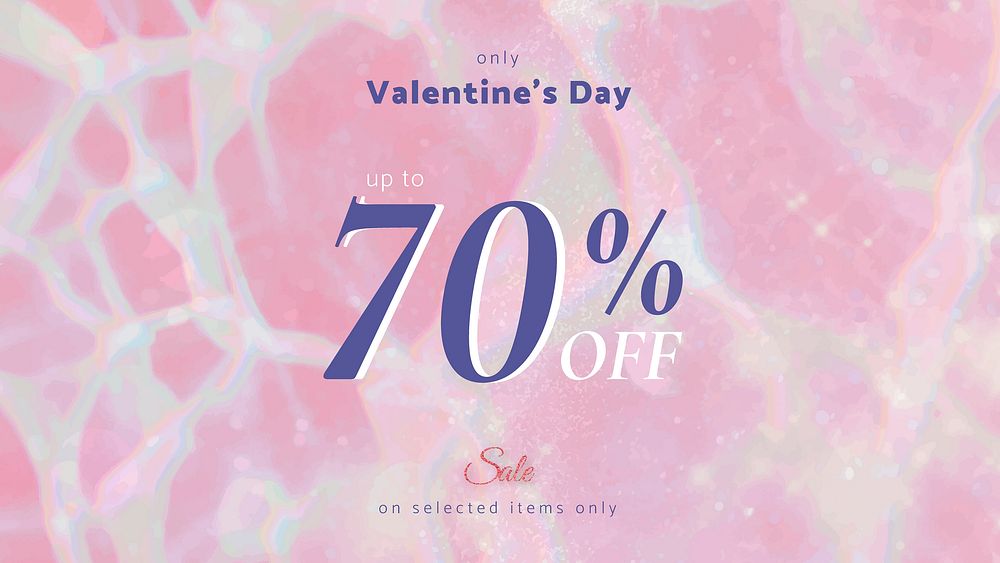 Valentine&rsquo;s sale editable template vector for social media ads with 70% off text