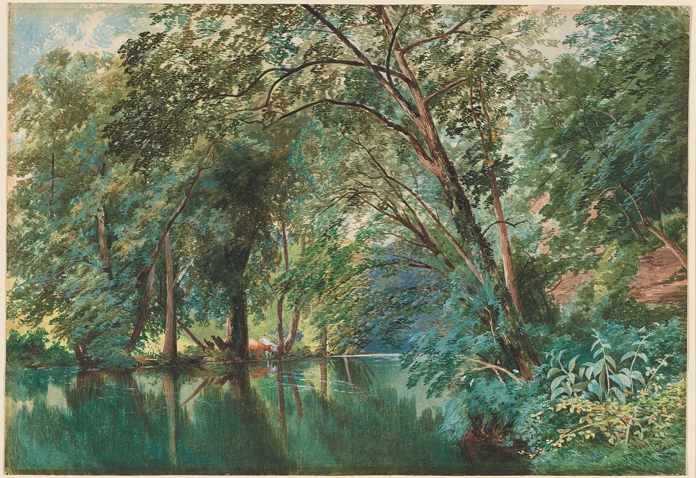 Trees over the River Frome at Stapleton (1862) by James Jackson Curnock.  
