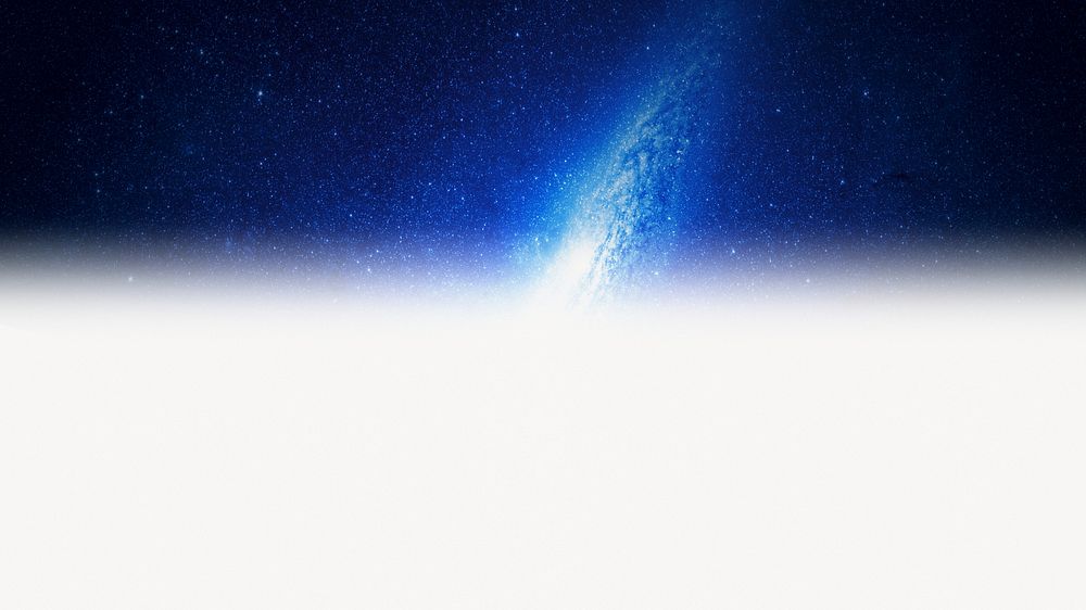 Blue galaxy computer wallpaper, white border background