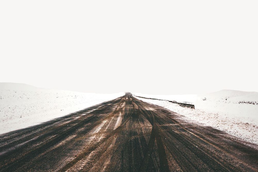 Winter road border, Winter isolated image psd