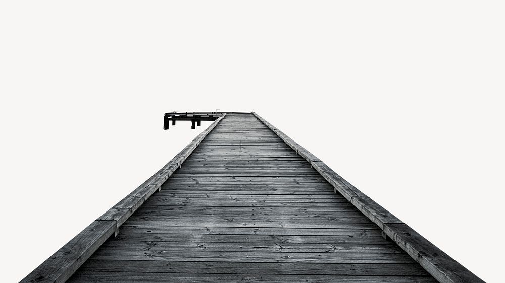 Wooden boardwalk desktop wallpaper, white isolated background psd