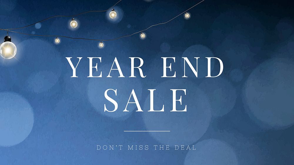 Year end sale vector social media editable template with bokeh lights