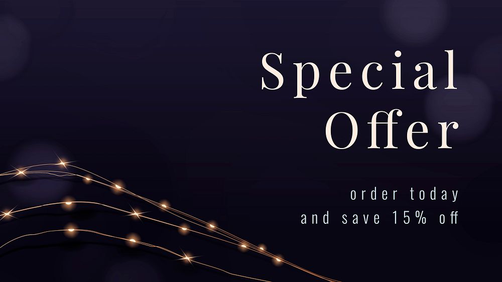 Special offer vector editable marketing posts with festive wired lights