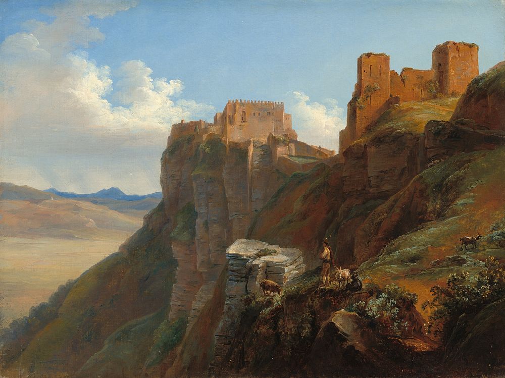 View of the Castello di San Giuliano, near Trapani, Sicily (ca. 1824&ndash;1826) by Louise&ndash;Jos&eacute;phine Sarazin de…