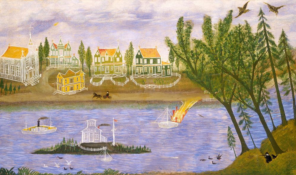 Village by the River (fourth quarter 19th century) by American 19th Century.