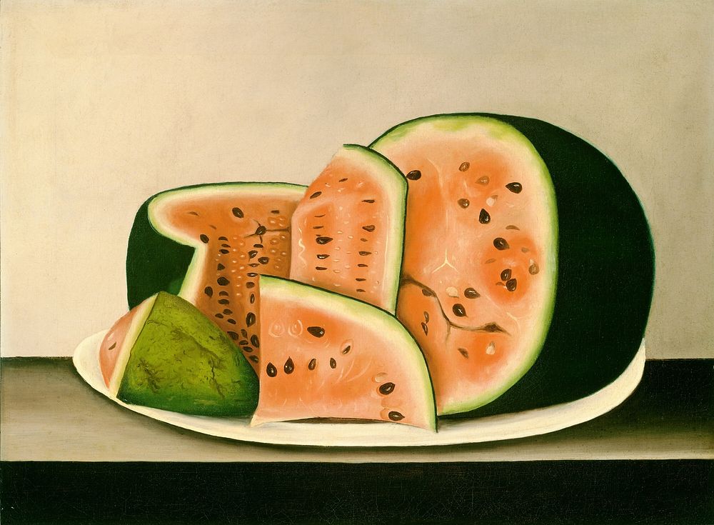 Watermelon on a Plate (mid 19th century) by American 19th Century.  