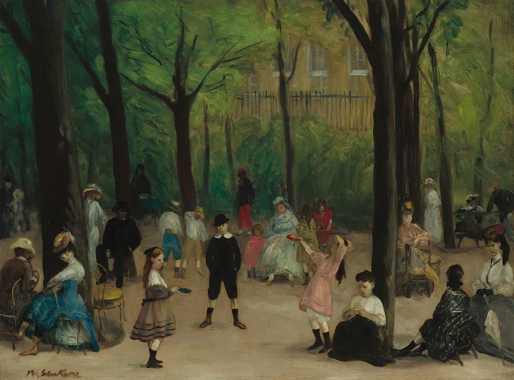 Luxembourg Gardens (1906) painting in high resolution by William James Glackens.