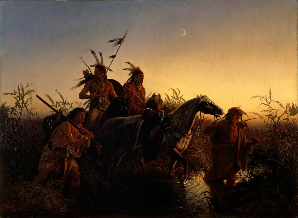 The Captive Charger (1854) painting in high resolution by Charles Ferdinand Wimar. 
