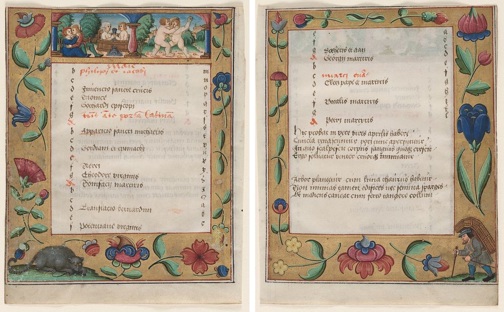 Leaf from a Psalter and Prayerbook: Calendar Page with Labors (recto) and Calendar Page with Peasant (verso)(ca. 1524)   