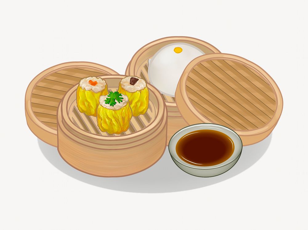 Chinese dumplings and bun illustration