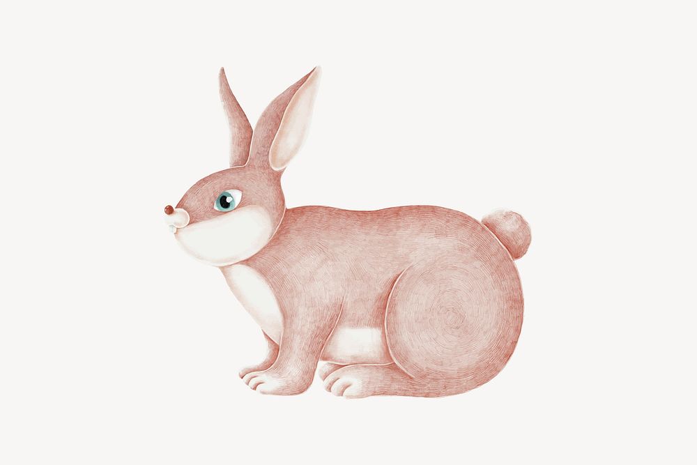 Hand-drawn pink rabbit on a white background