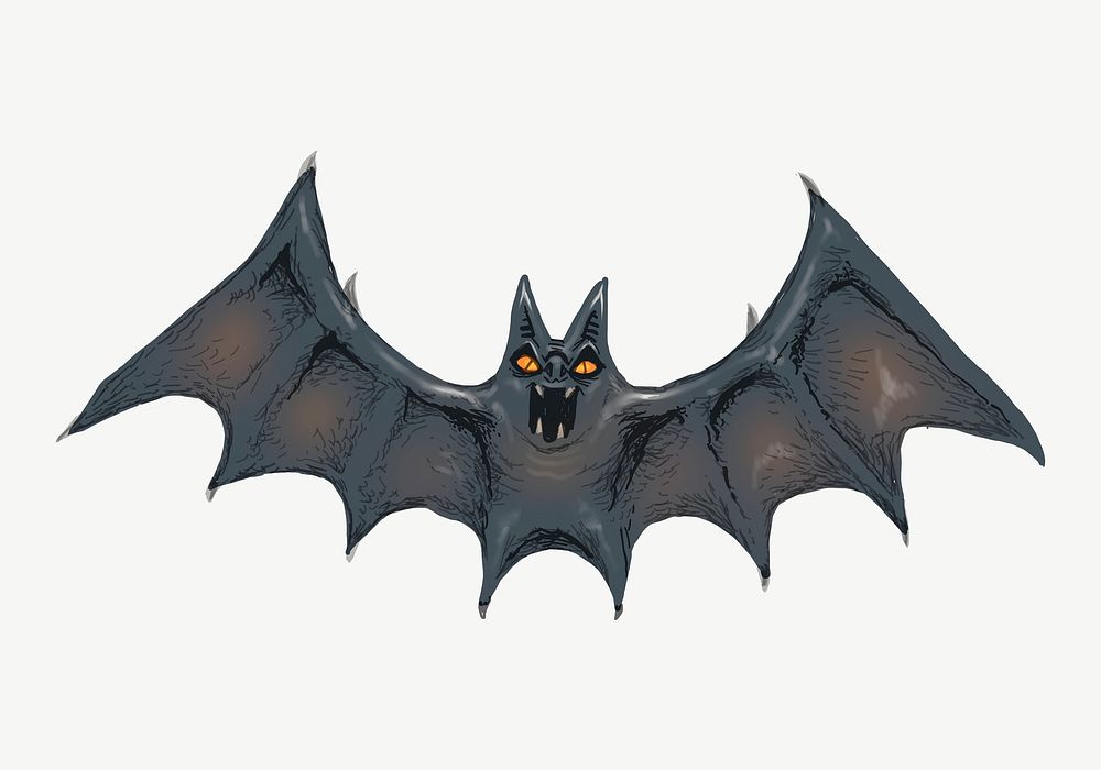 Halloween bat illustration collage element psd