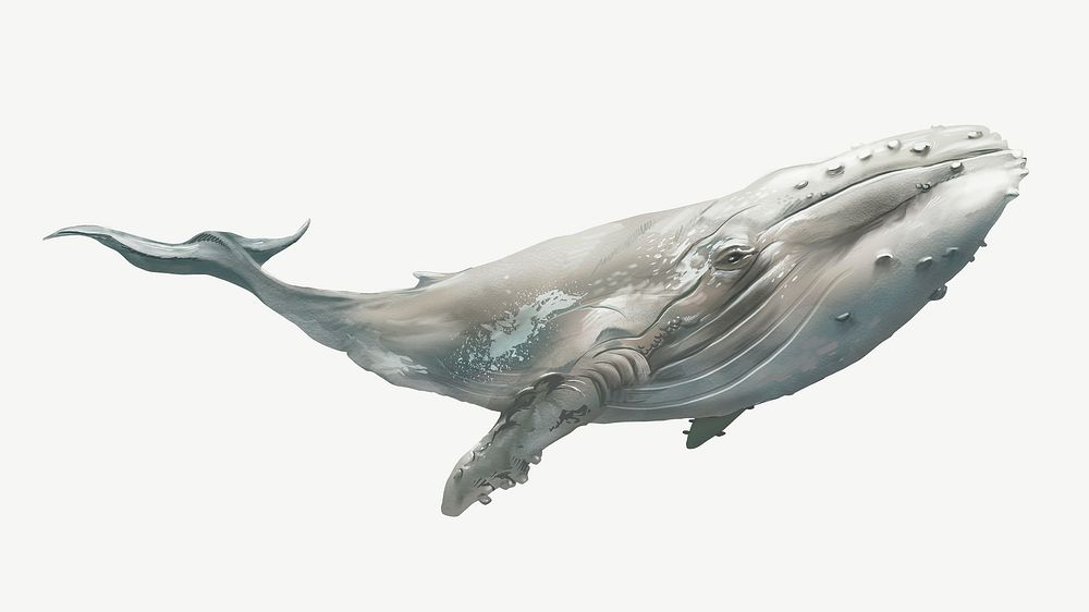 Whale sea animal illustration collage element psd