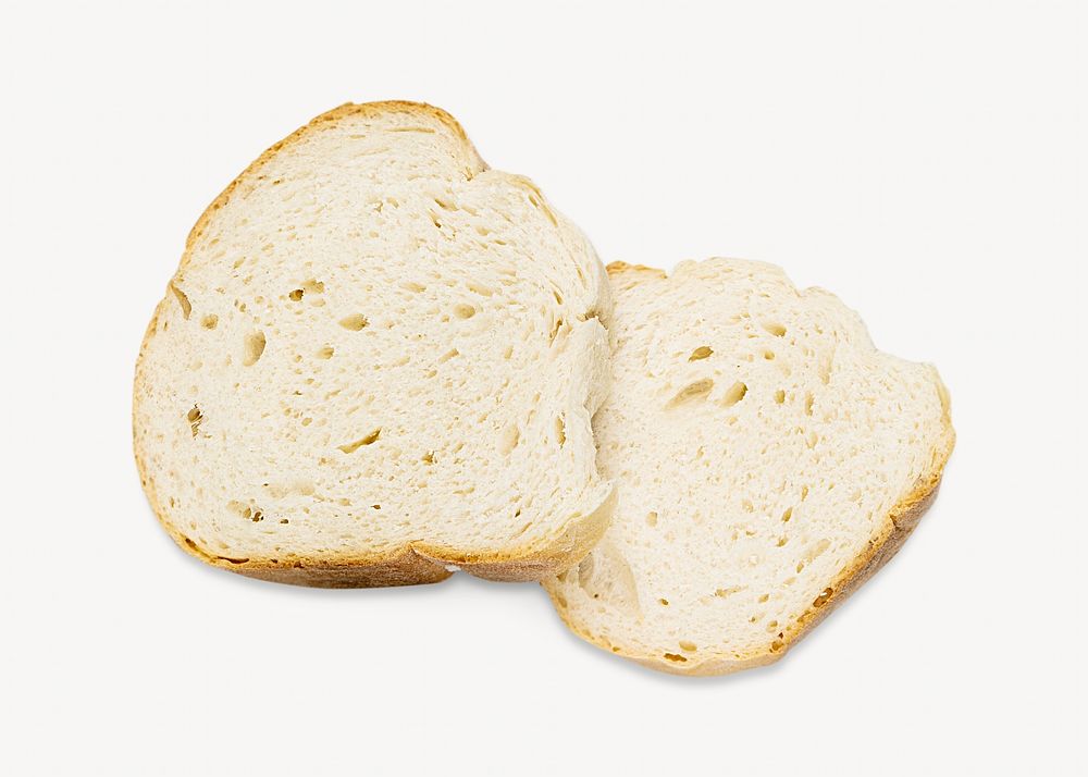 Cut bread, food isolated design