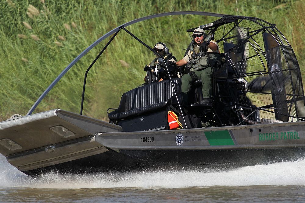 U.S. Customs and Border Protection, Riverine Unit Patrols Rio Grande River Border in Air-Boat