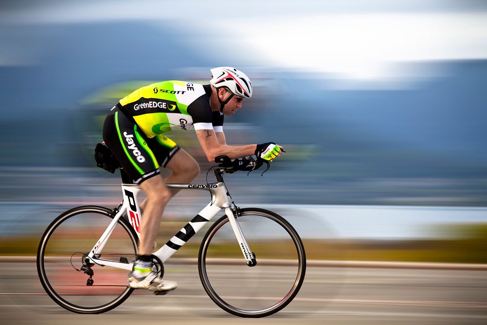 Gary Lawton, a submarine captain with the Australian navy, participates in a bike race during the annual Koa Kai Sprint…