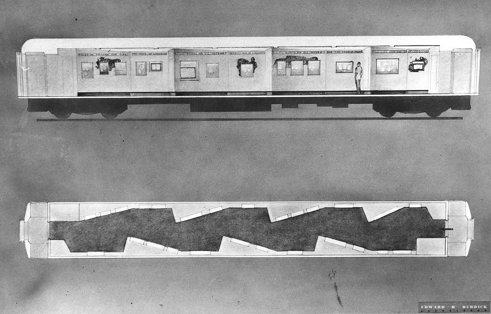 Drawing of Freedom Train Interior. Original public domain image from Flickr