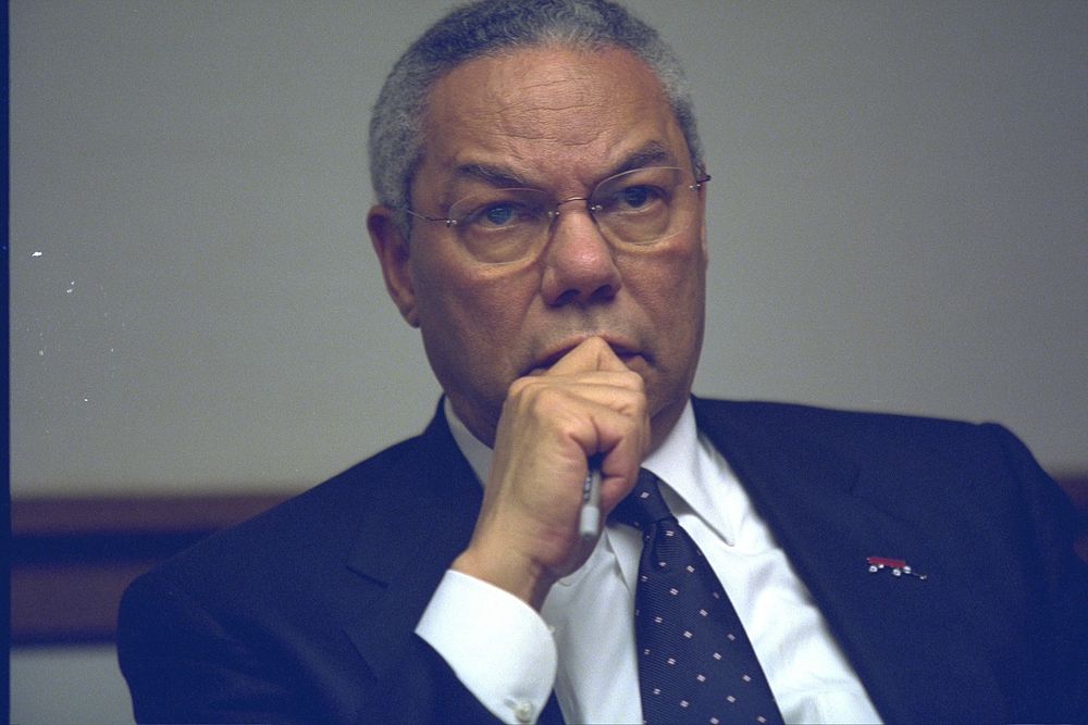 Secretary of State Colin Powell in the President's Emergency Operations Center (PEOC). Original public domain image from…
