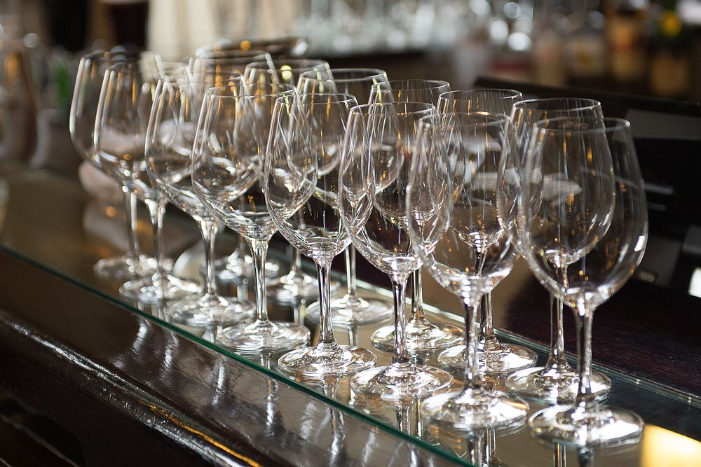 Empty wine glasses. Original public domain image from Flickr