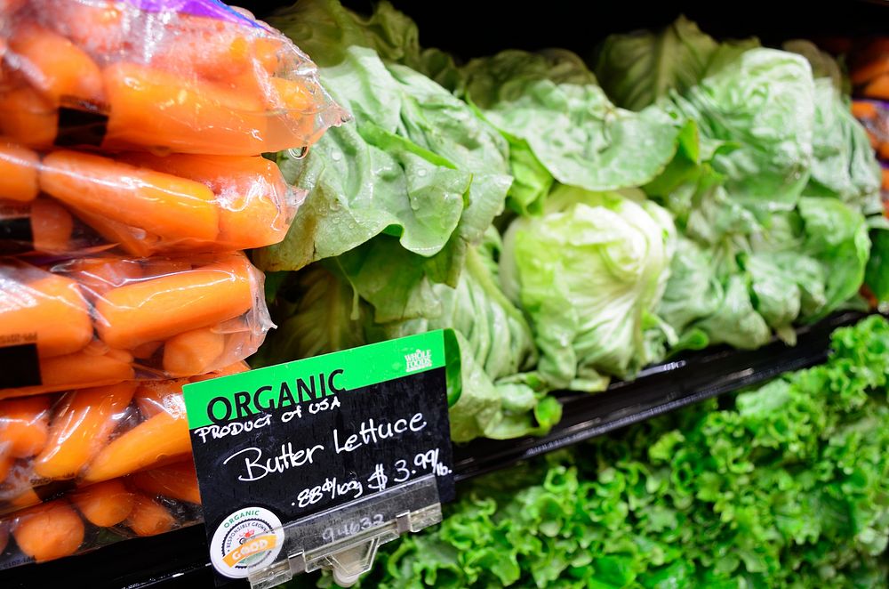 Organic vegetables, supermarket. Original public domain image from Flickr