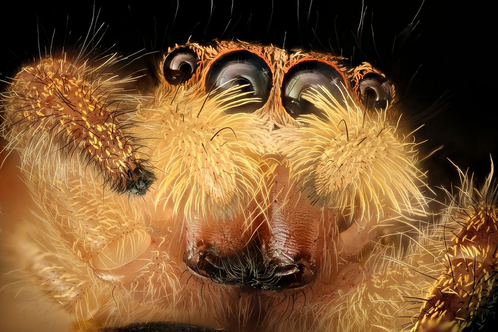 Jumping spider, insect headshot.