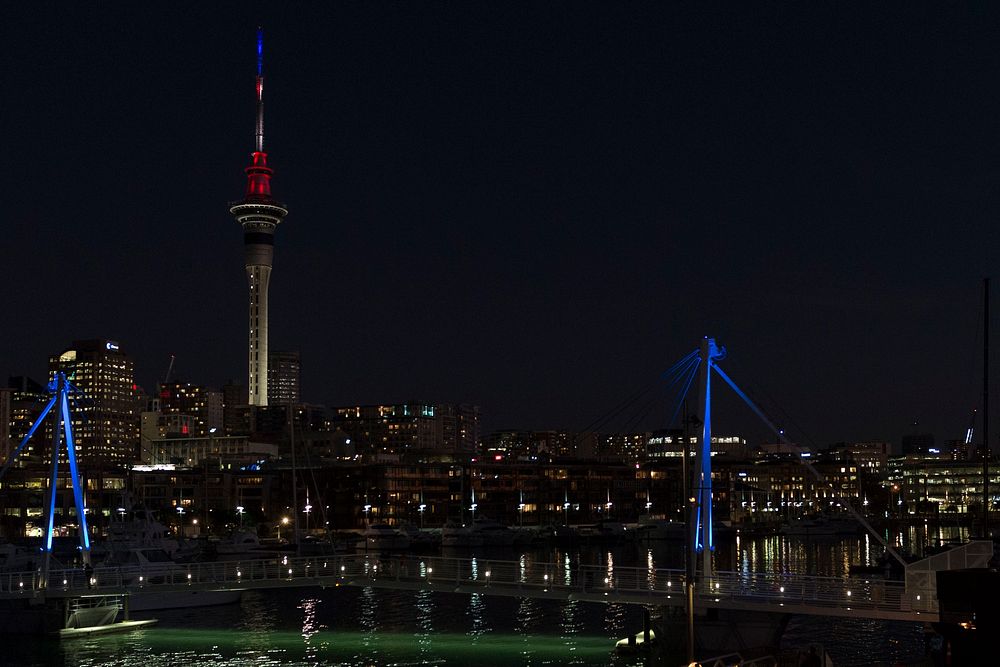 Sky Tower, Auckland cityscape background. Original public domain image from Flickr