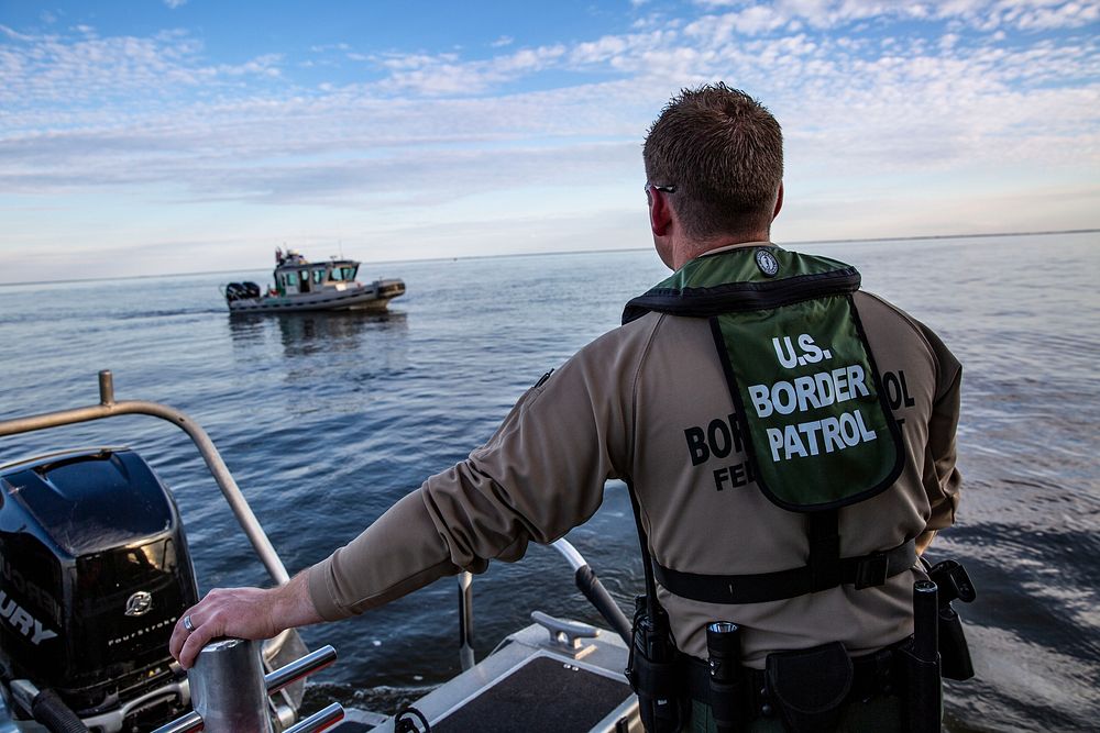 U.S. Border Patrol agents assigned to the Warroad, MN, station patrol the Northwest Angle on Lake of the Woods in Warroad…