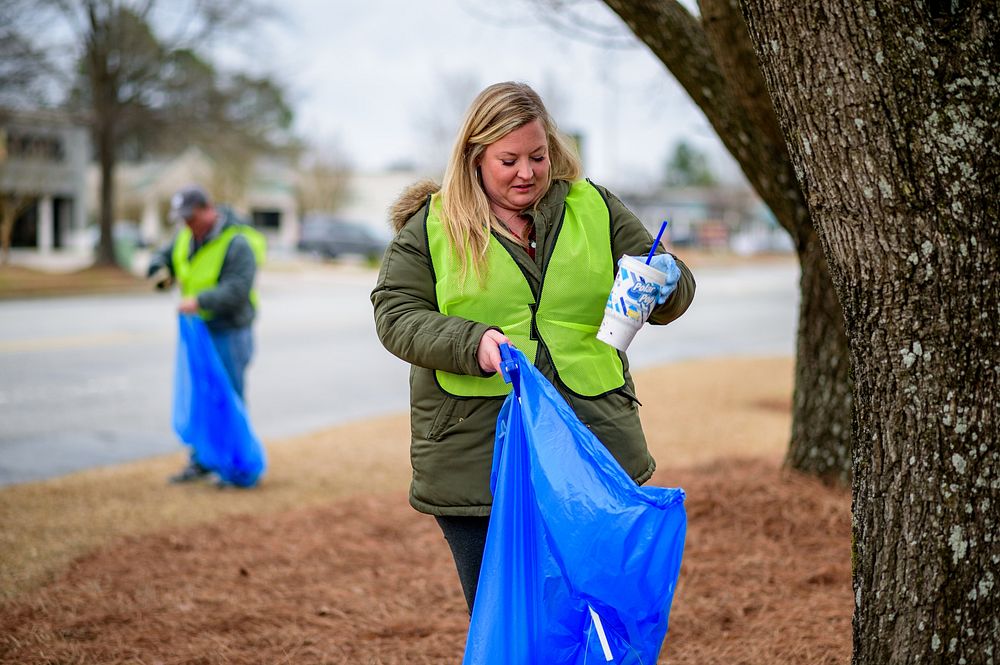 WITN staff clean litter from Arlington Blvd as part of the City's Adopt-A-Street program, Greenville, January 28, 2019.…